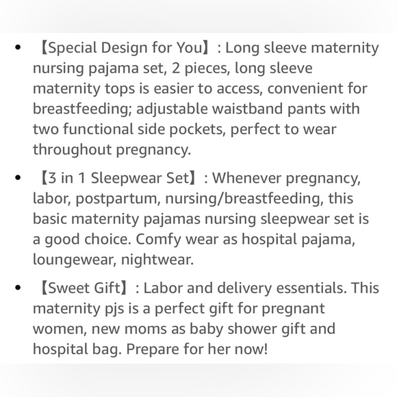 Ekouaer Maternity Nursing Pajama Set Long Sleeve Top & Pants with Pockets NWT - Picture 6 of 7